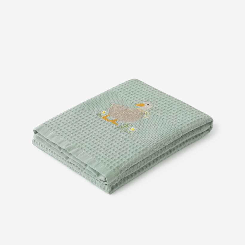 Pasen keuken wafeldoek geborduurde theedoek - Eend op salie