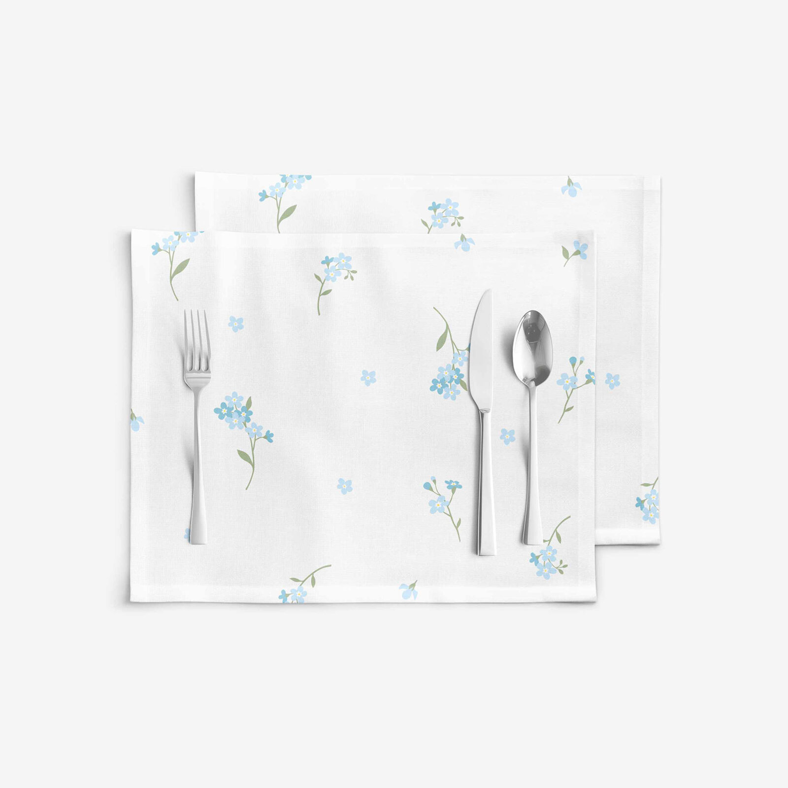 Placemat voor de tafel 100% katoen renforcé - Vergeet-mij-nietjes - set van 2 stuks