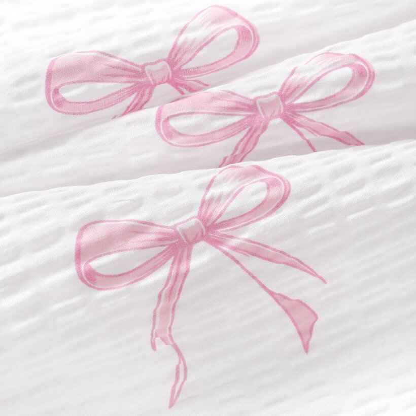 Katoenen crêpe - Roze strikjes