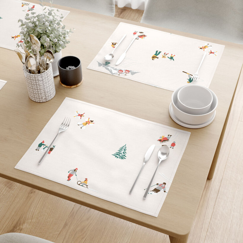 Tafelplacemat 100% katoen renforcé - Winters plezier - set van 2 st.