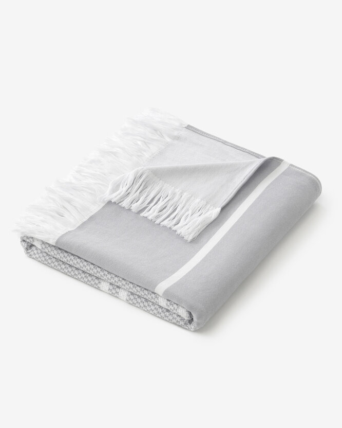 Lichte strandbadhanddoek - Grijs met witte streepjes