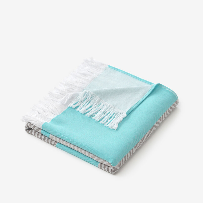Lichte strandbadhanddoek - Mozaïek op turquoise
