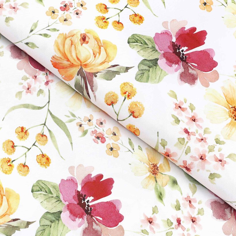 Tafelstof met tefloncoating - Hibiscus bloemen