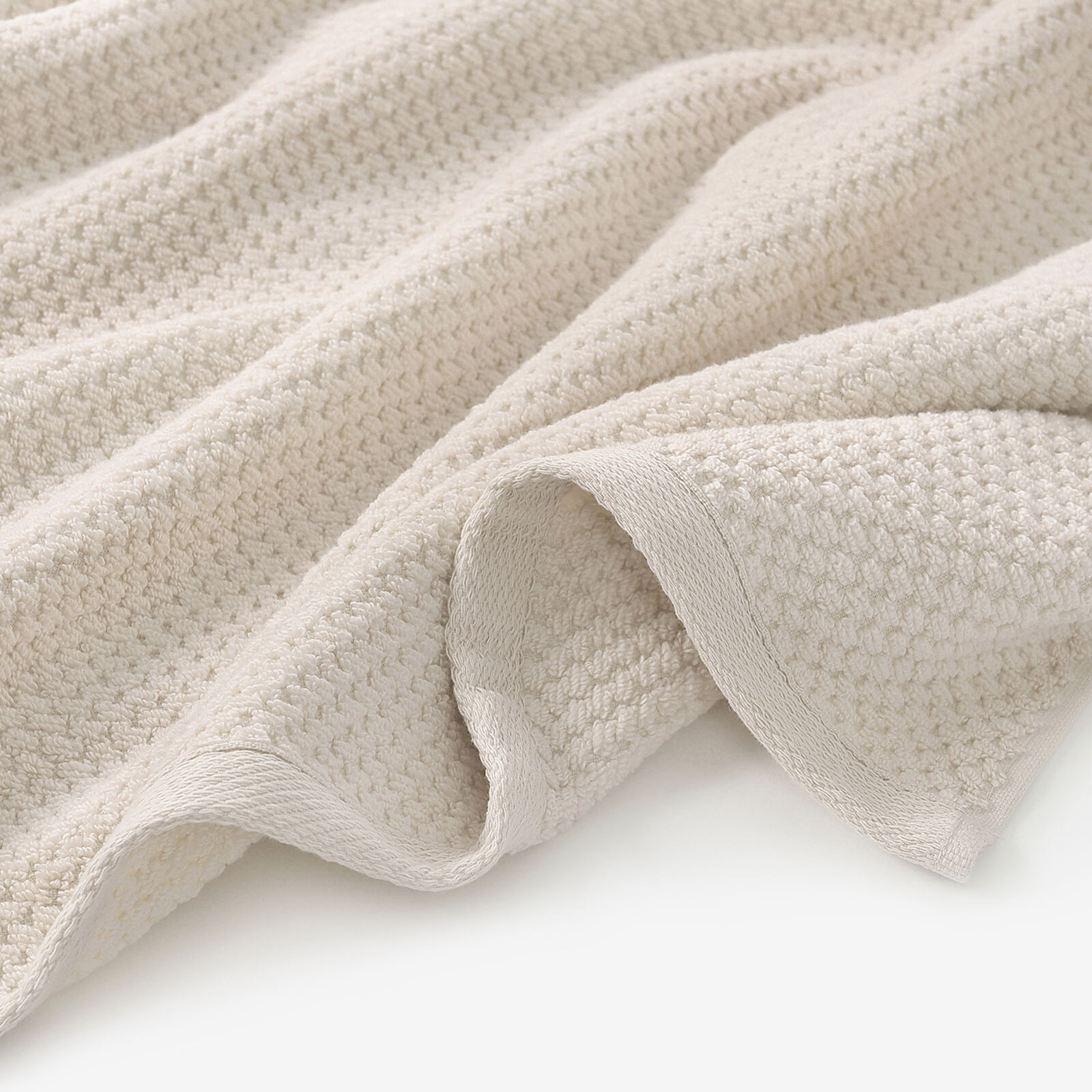 Katoenen badstof handdoek / badhanddoek Micro Pure - amandel