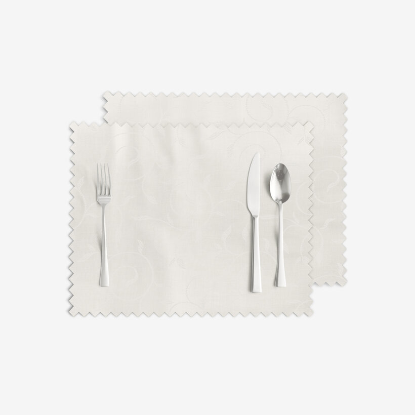 Feestelijke placemat voor de tafel teflon - crème met grote ornamenten - set 2 stuks