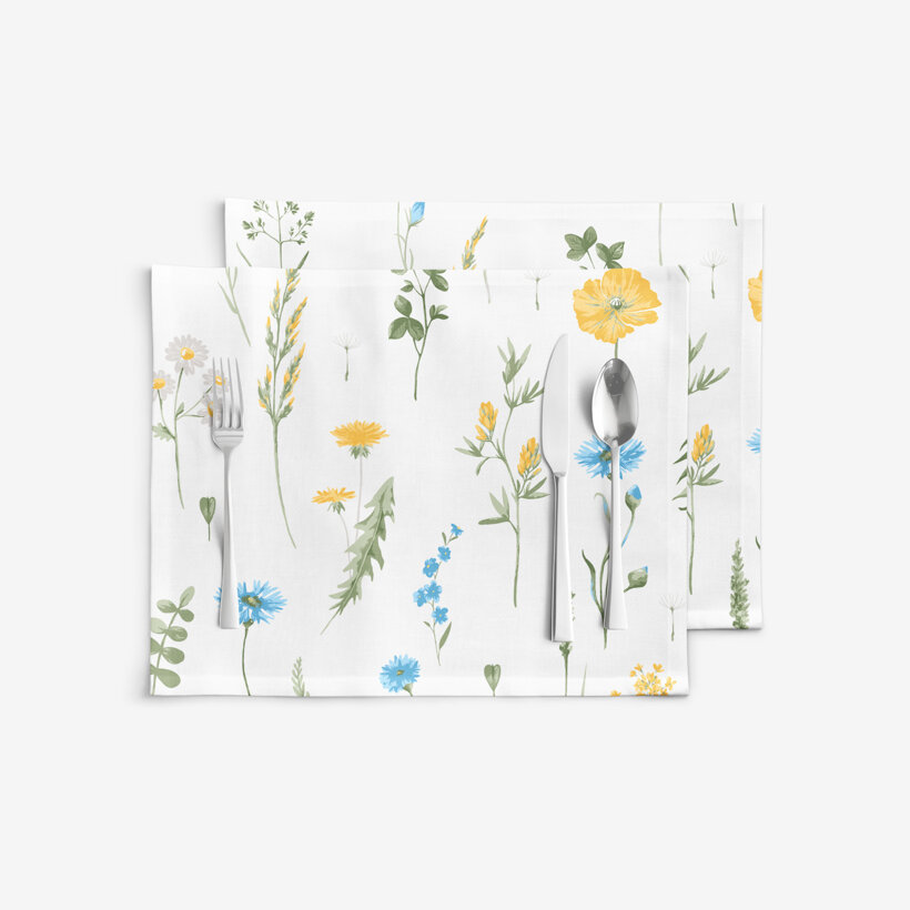 Placemat voor op tafel 100% katoen renforcé - Tsjechische weide - set 2 stuks