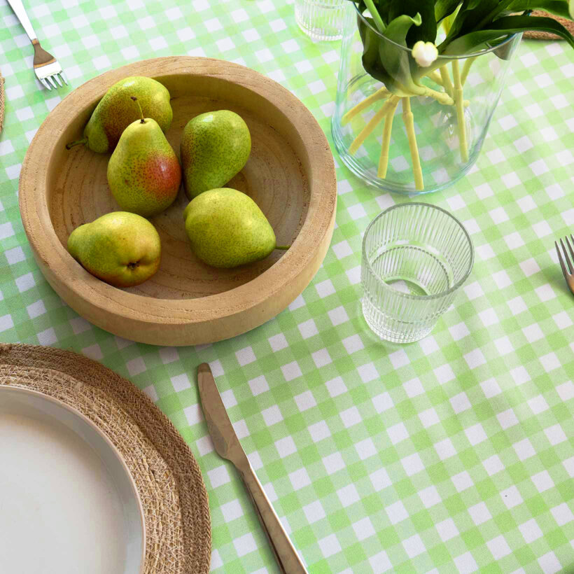 Hoekig teflon tafelkleed - Groene ruitjes