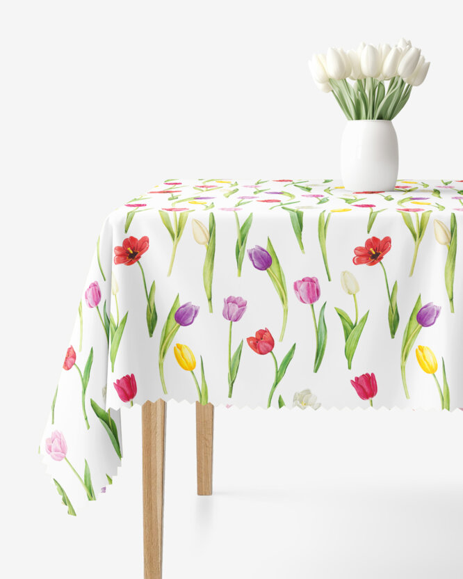 Hoekig teflon tafelkleed - Gekleurde tulpen