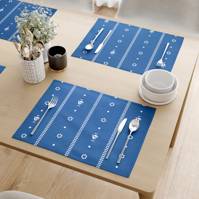 Placemat voor op tafel 100% katoen renforcé - Na mú dušu op blauw - set van 2 stuks