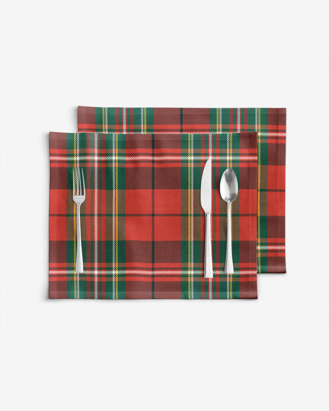 Placemat voor de tafel 100% katoen renforcé - Rood ruitje - set 2 stuks