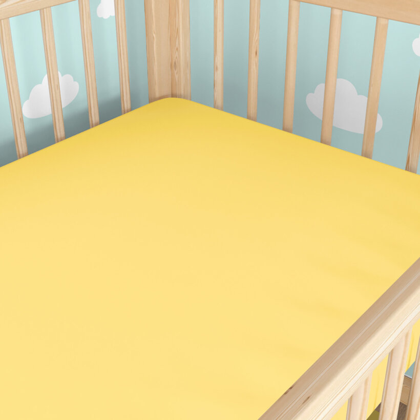 Katoenen laken voor het babybedje - geel
