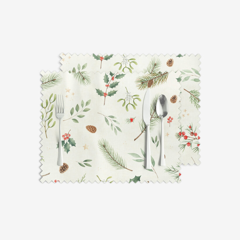 Teflon tafelplacemat - Winters takjes - set 2 stuks