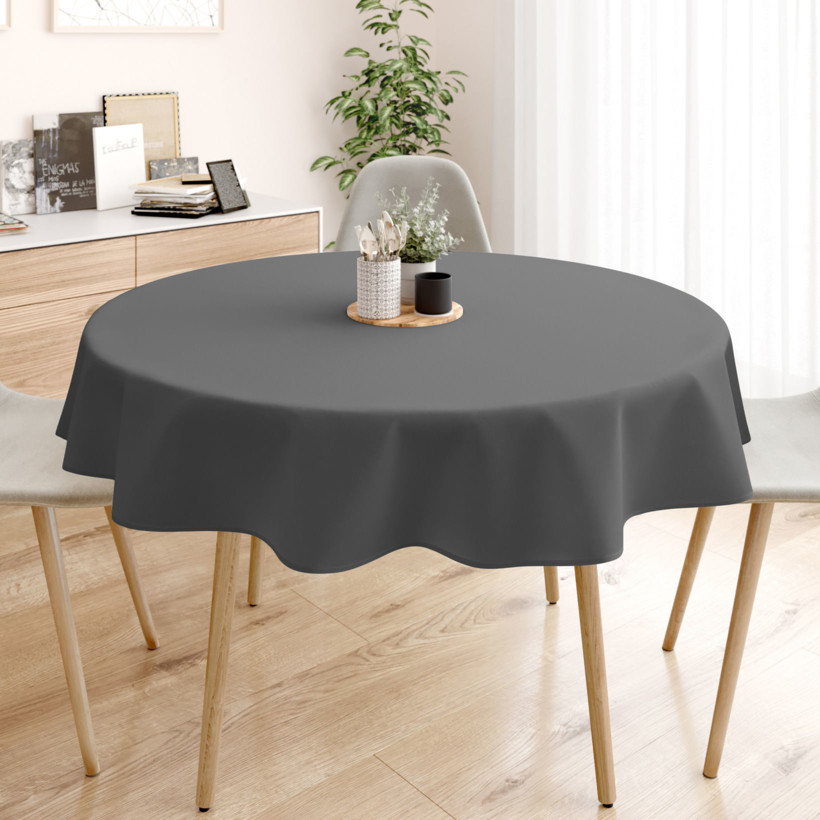 Rond tafelkleed 100% katoen renforcé - donkergrijs