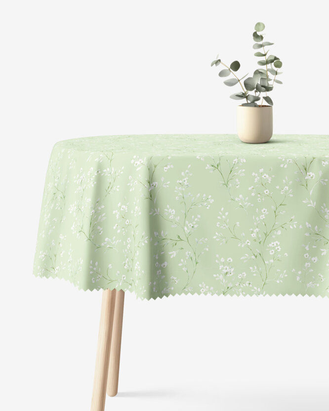 Ovaal teflon tafelkleed - Jasmijn bloemen