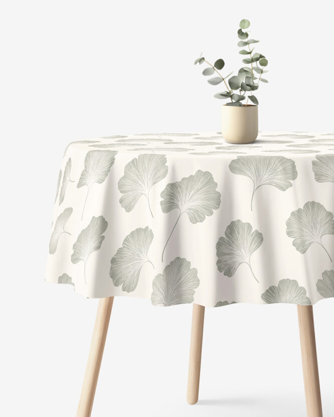Rond tafelkleed 100% katoen renforcé - Bladeren ginkgo