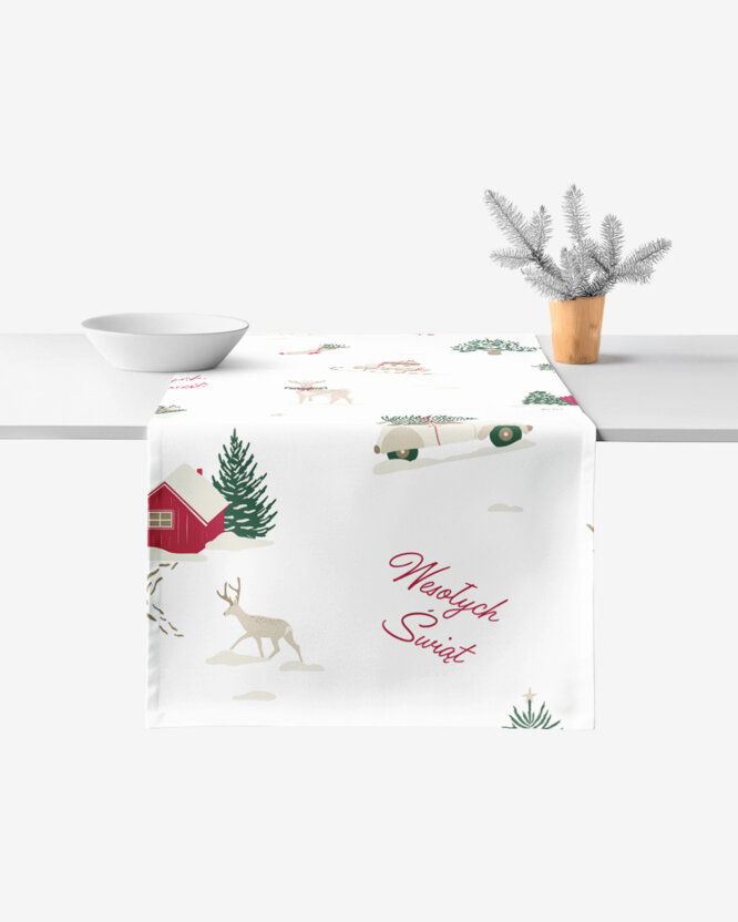 Kerst tafelloper 100% katoen renforcé - Poolse Kerst (PL)