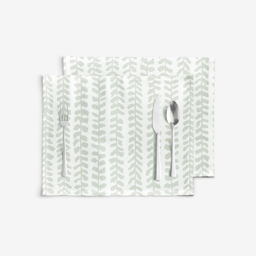 Placemat voor de tafel 100% katoen renforcé - Scandinavische blaadjes - set 2 stuks