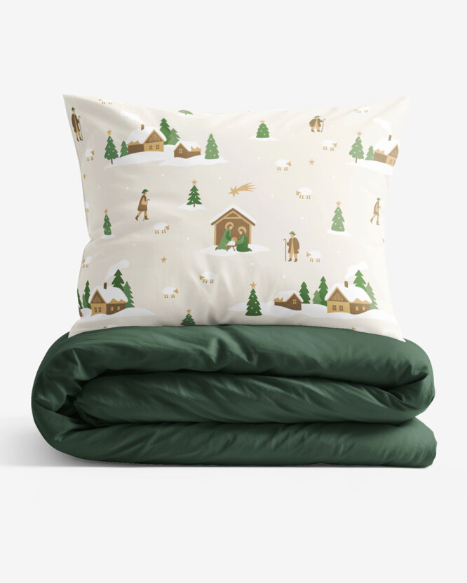 Kerst katoenen beddengoed Duo - Kerstliederen (buitenland) met donkergroen