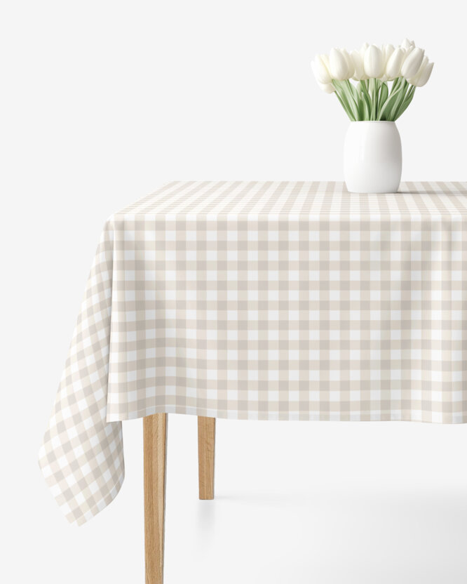 Rechthoekig tafelkleed 100% katoen renforcé - Latte ruitjes