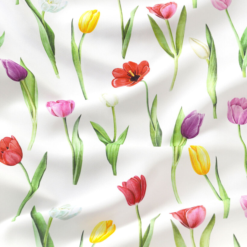 Ovaal teflon tafelkleed - Gekleurde tulpen
