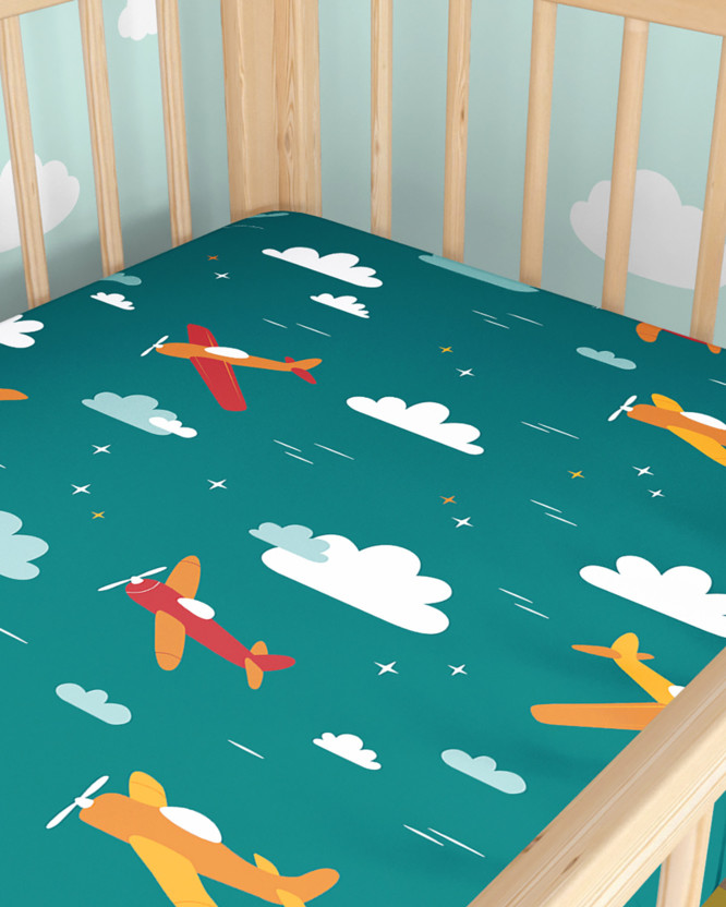 Katoenen hoeslaken voor een babybedje - Luchtavontuur