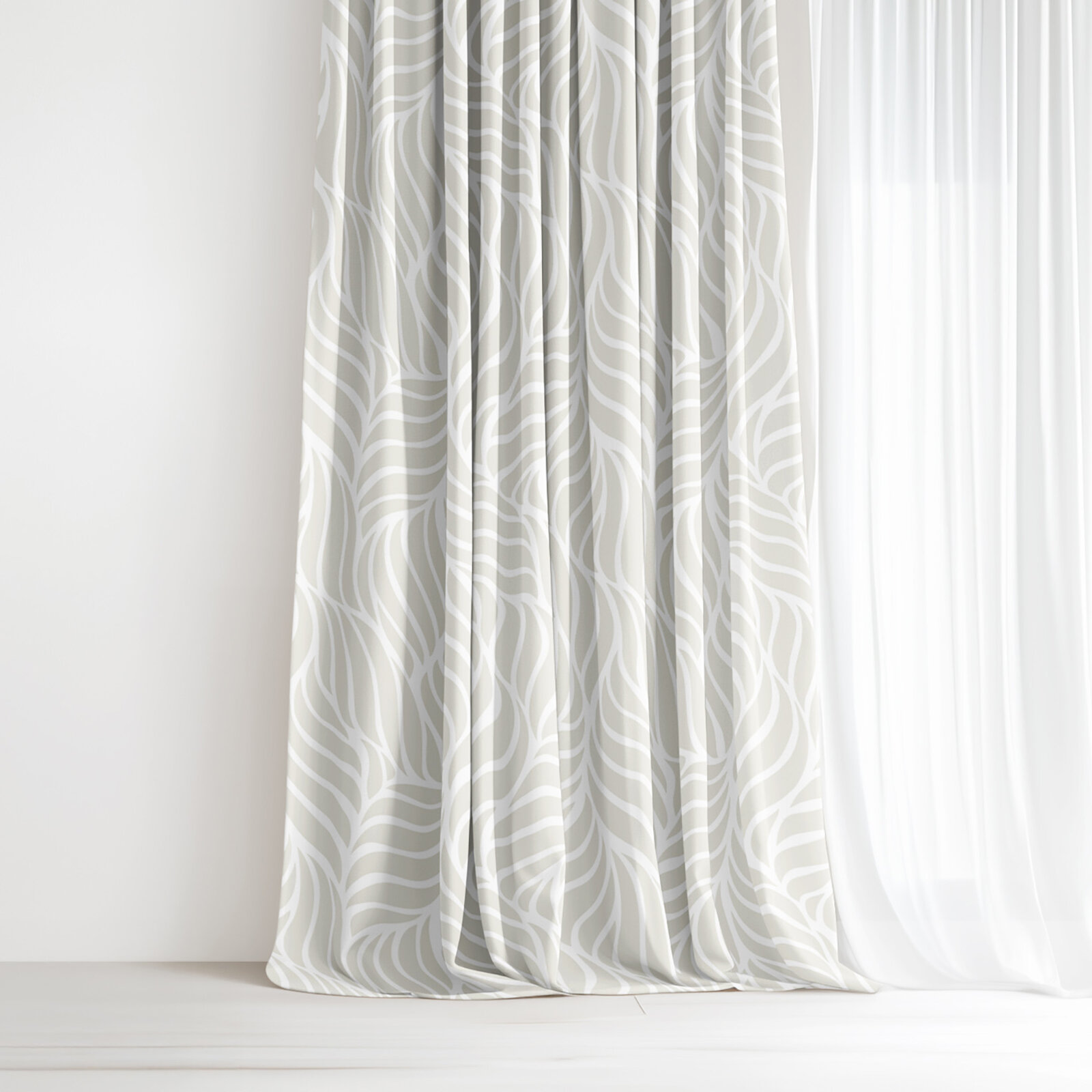 Decoratief gordijn Luca - Beige lijnen