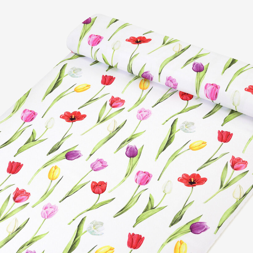 Tafelstof met tefloncoating - Kleurrijke tulpen