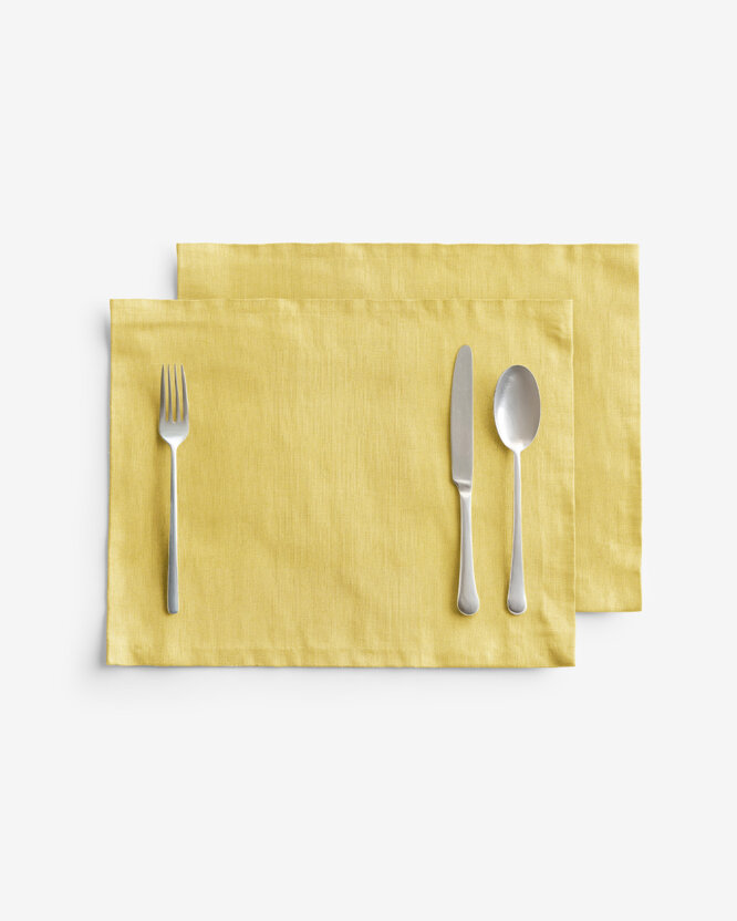 Placemat voor de tafel van linnenmix - geel - set van 2 stuks