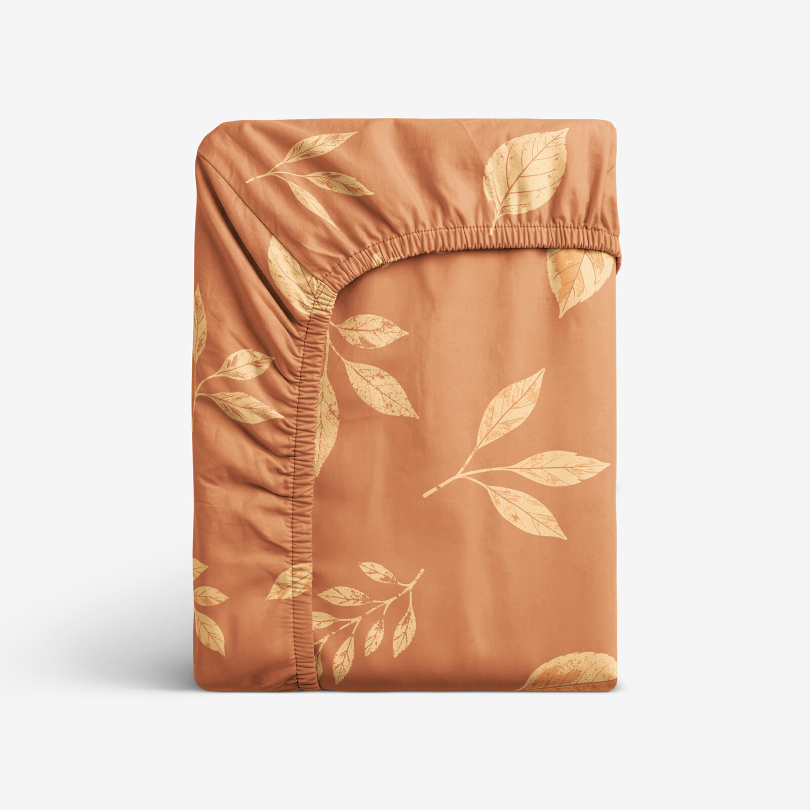 Katoenen hoeslaken - Oranje herfstblaadjes