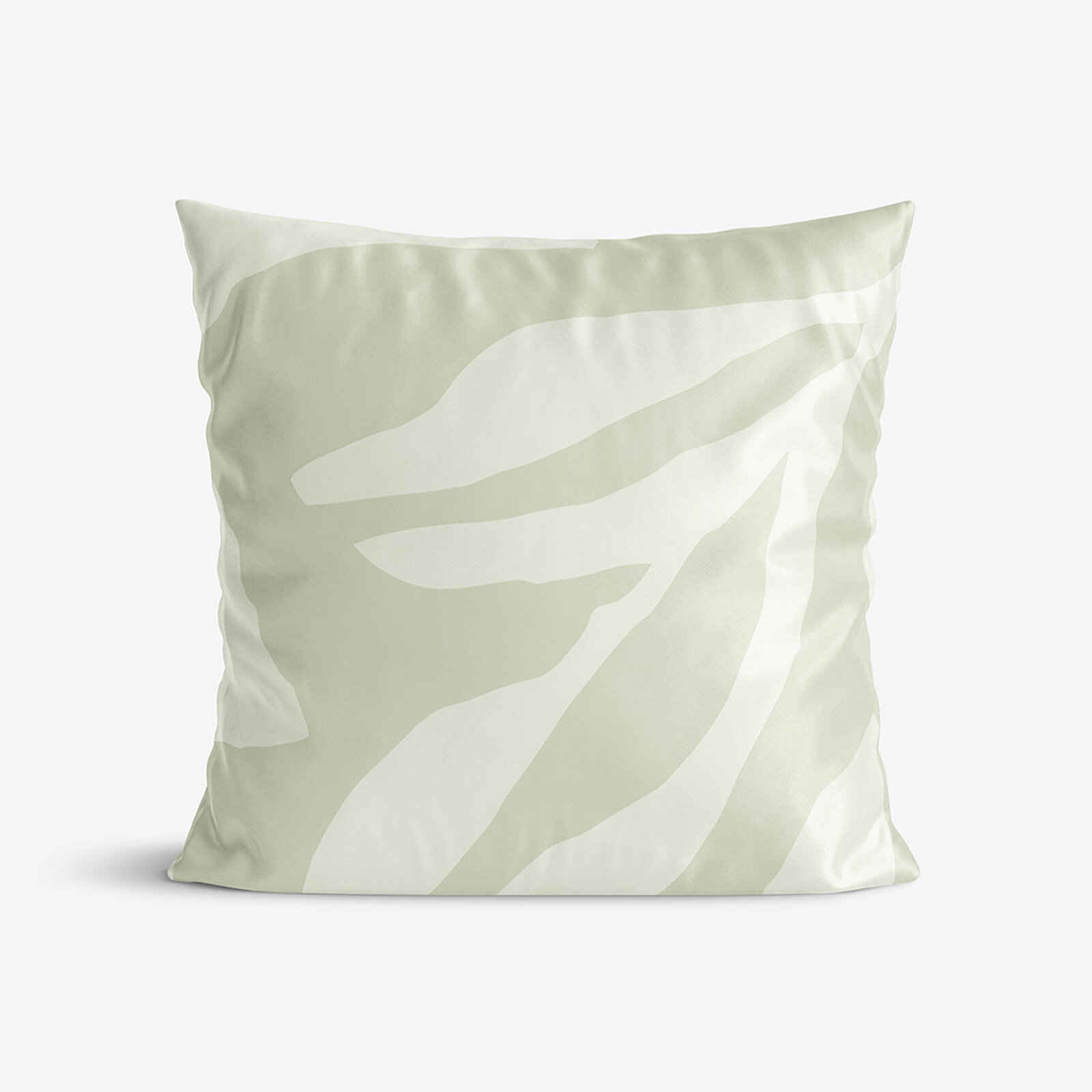 Kussensloop van katoensatijn - Abstracte bladeren op pastelgroen