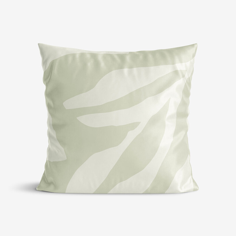 Kussensloop van katoensatijn - Abstracte bladeren op pastelgroen