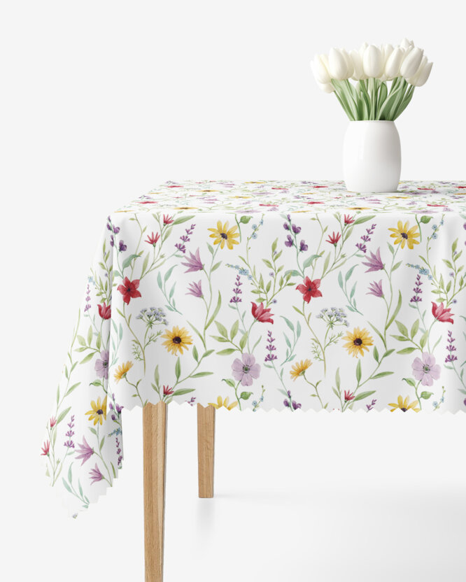 Hoekig teflon tafelkleed - Kleurrijke lentebloemen