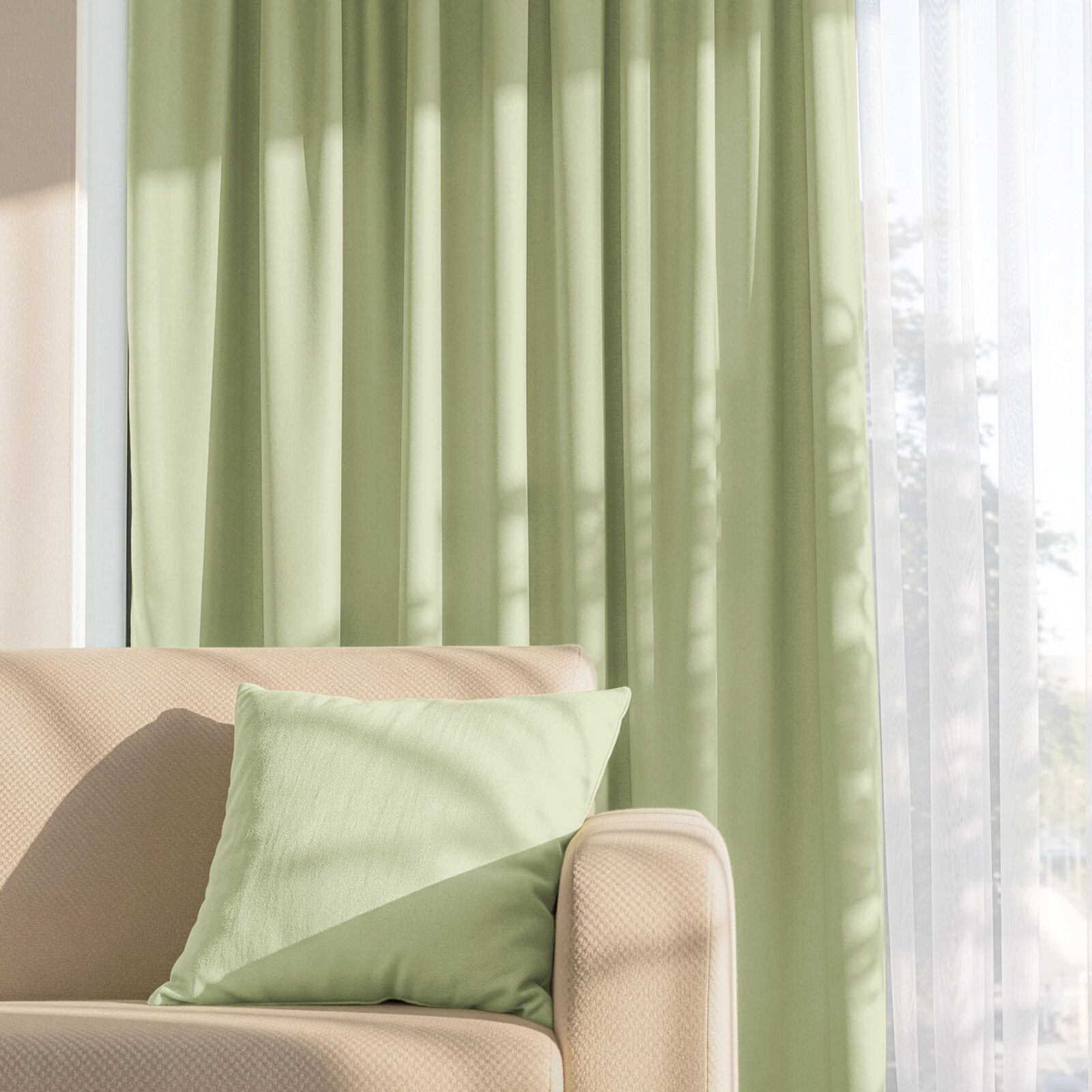 Decoratief gordijn Marbella - erwtjesgroen