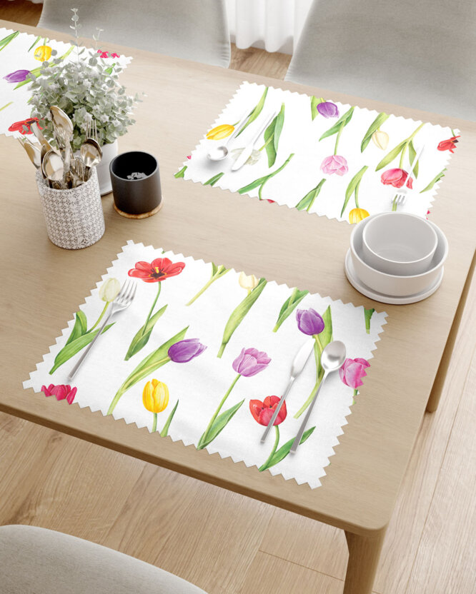 Teflon placemat voor op tafel - Gekleurde tulpen - set 2 stuks
