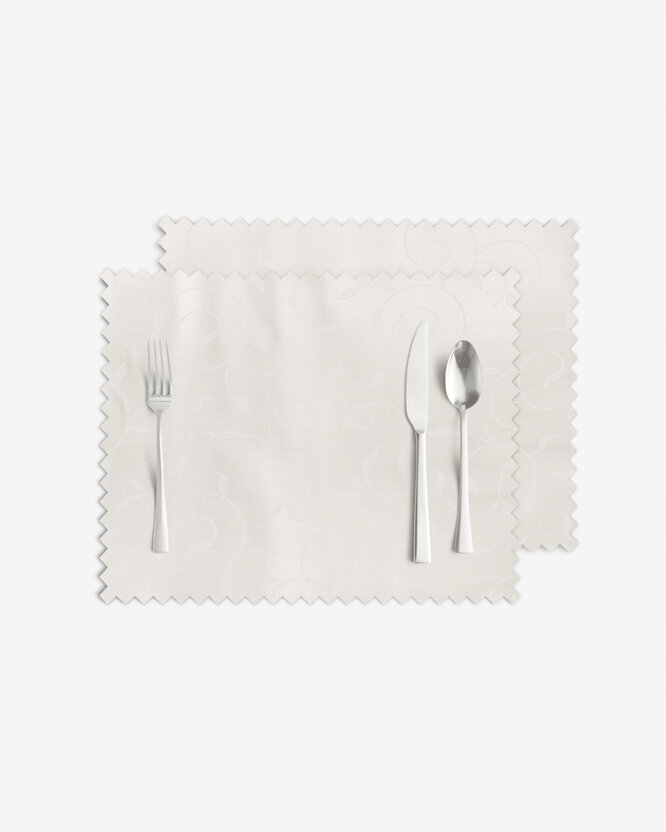 Feestelijke placemat voor de tafel teflon - crème met grote ornamenten - set 2 stuks