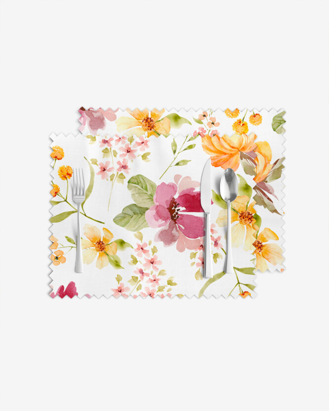 Tafelplacemat teflon - Hibiscus bloemen - set 2 stuks