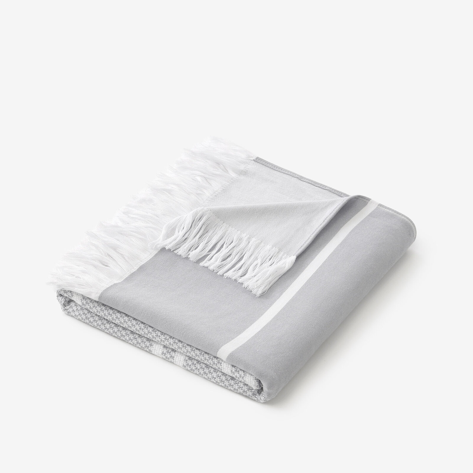 Lichte strandbadhanddoek - Grijs met witte streepjes