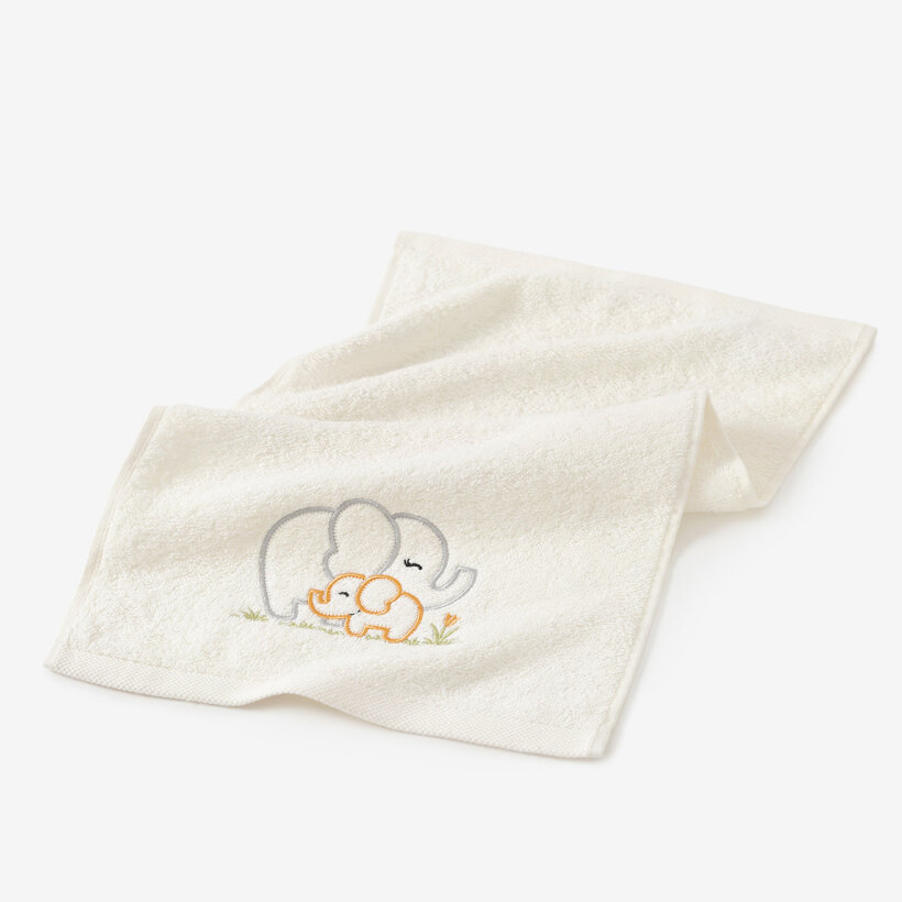 Kinder badstof handdoek - Olifantjes op crème