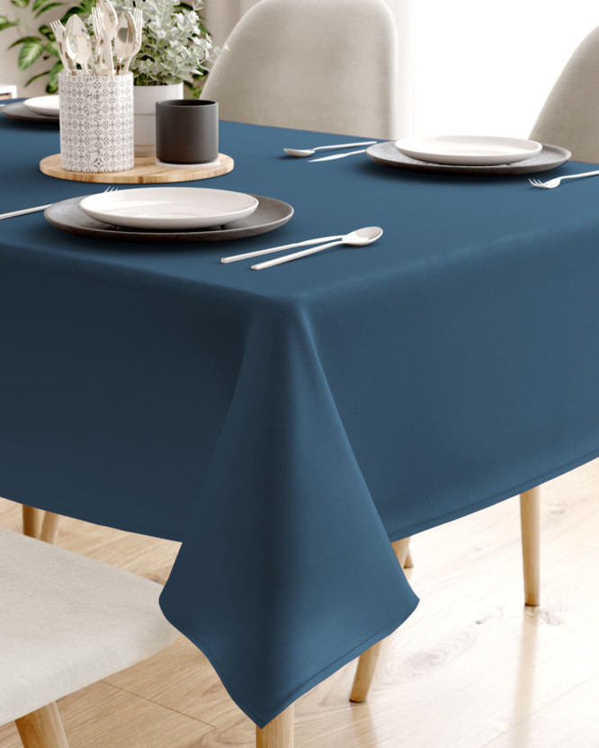 Rechthoekig tafelkleed 100% katoen renforcé - marineblauw