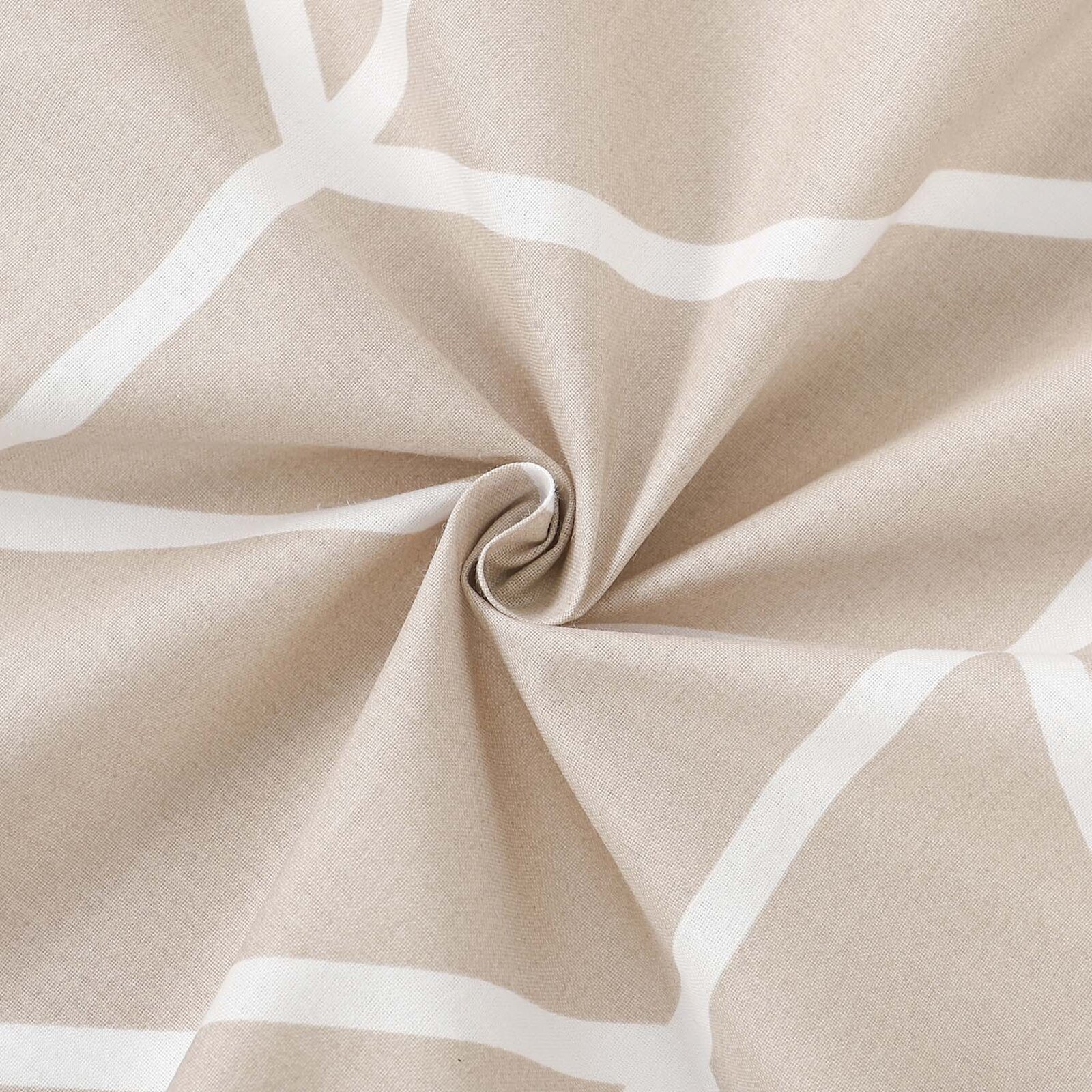 Katoen renforcé - Wit zigzag op beige