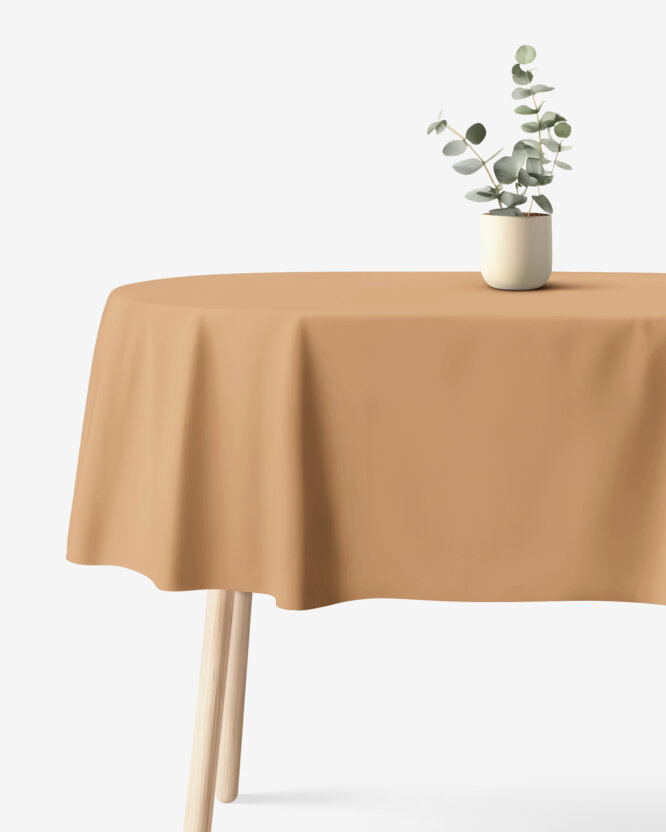 Ovaal tafelkleed 100% katoen renforcé - herfst bruin