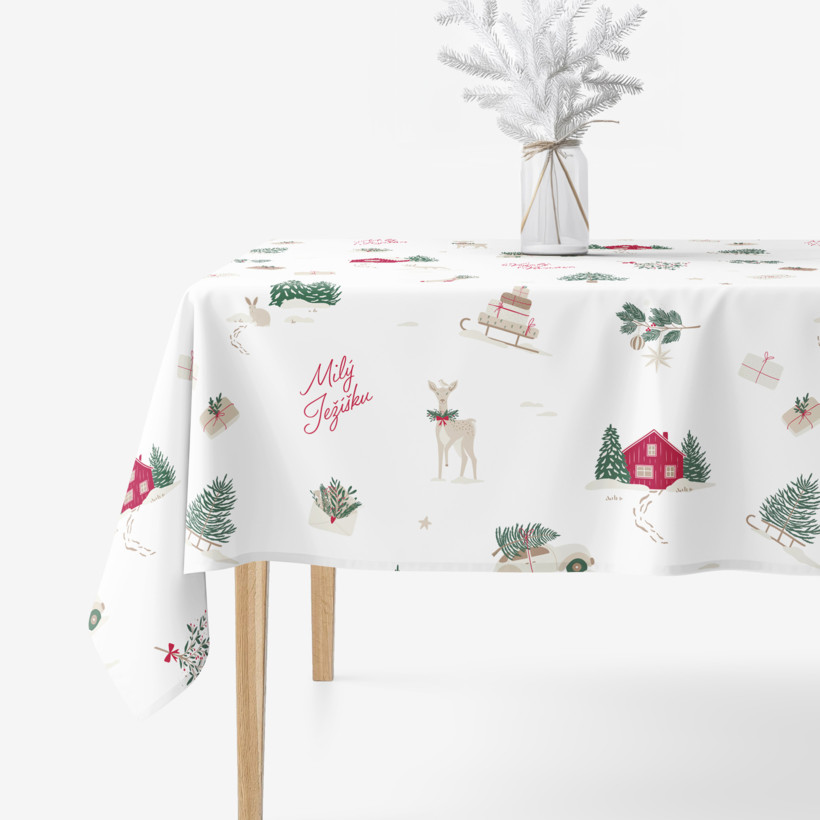 Kerst hoekig tafelkleed van stevig katoen - Tsjechische Kerst
