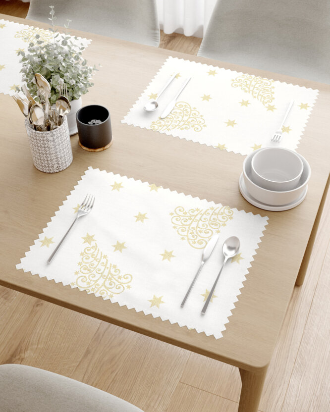 Kerst placemat teflon - Gouden kerstboompjes en sterretjes - set 2 stuks