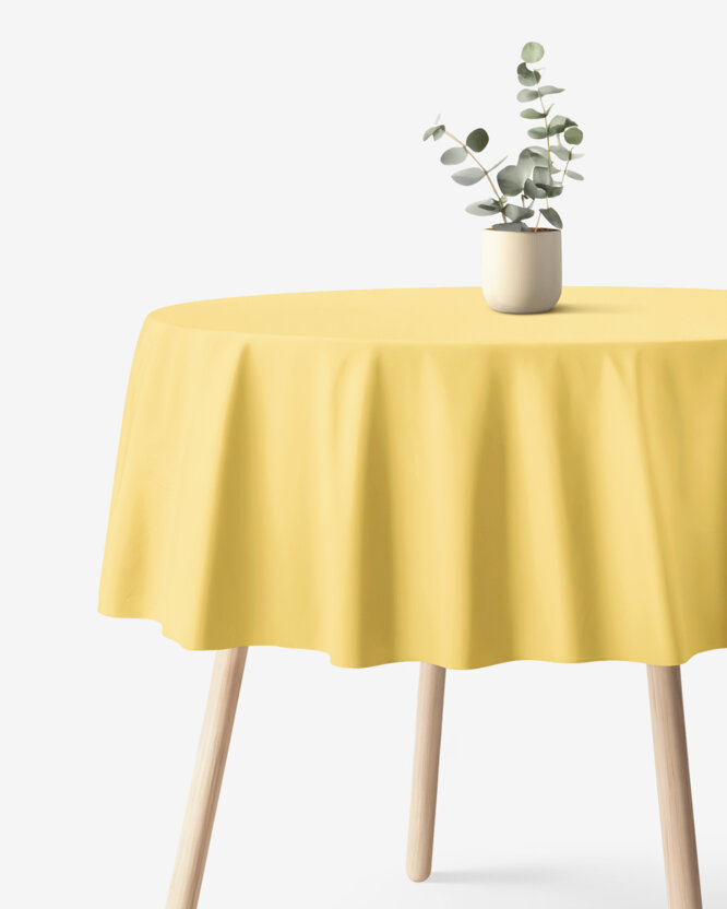 Rond tafelkleed 100% katoen renforcé - geel