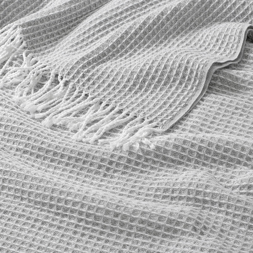 Katoenen deken Rustic - licht grijs