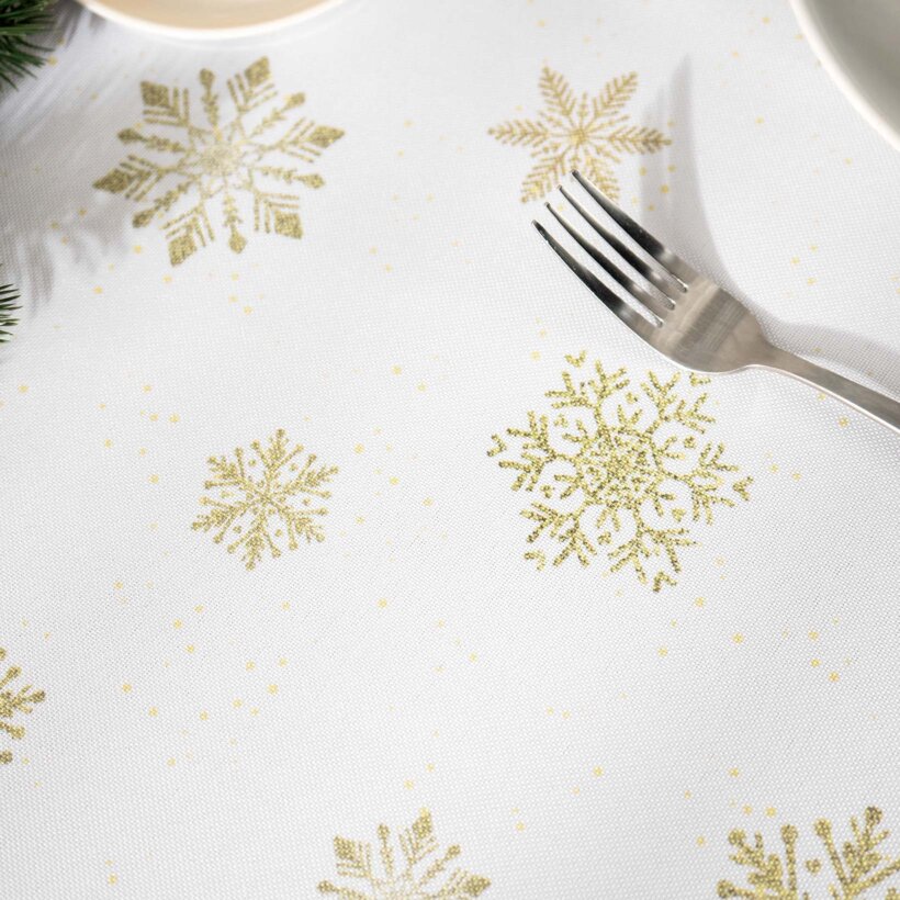 Hoekig teflon tafelkleed - Gouden sneeuwvlokken