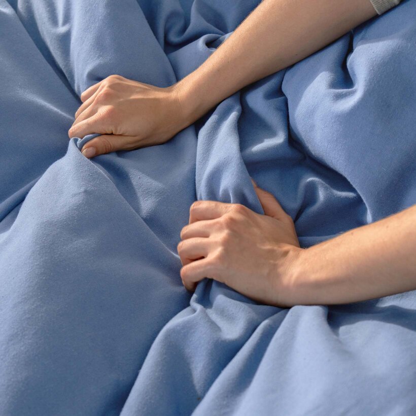 Beddengoed van linnenmix - blauw