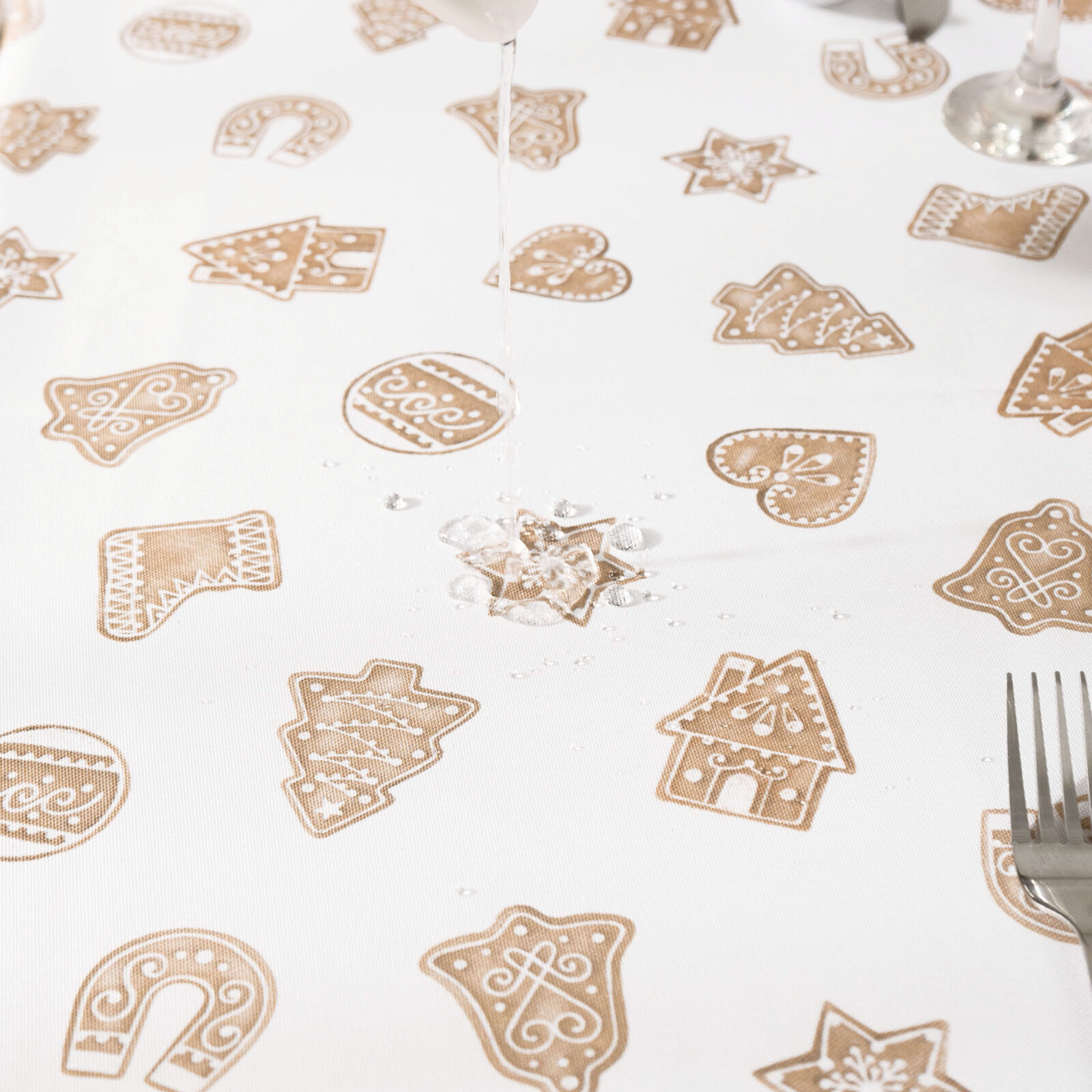 Kerst hoekig teflon tafelkleed - Peperkoek