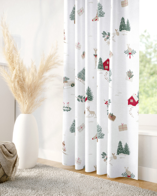 Kerst katoenen gordijn - Traditionele Kerst (buitenland)