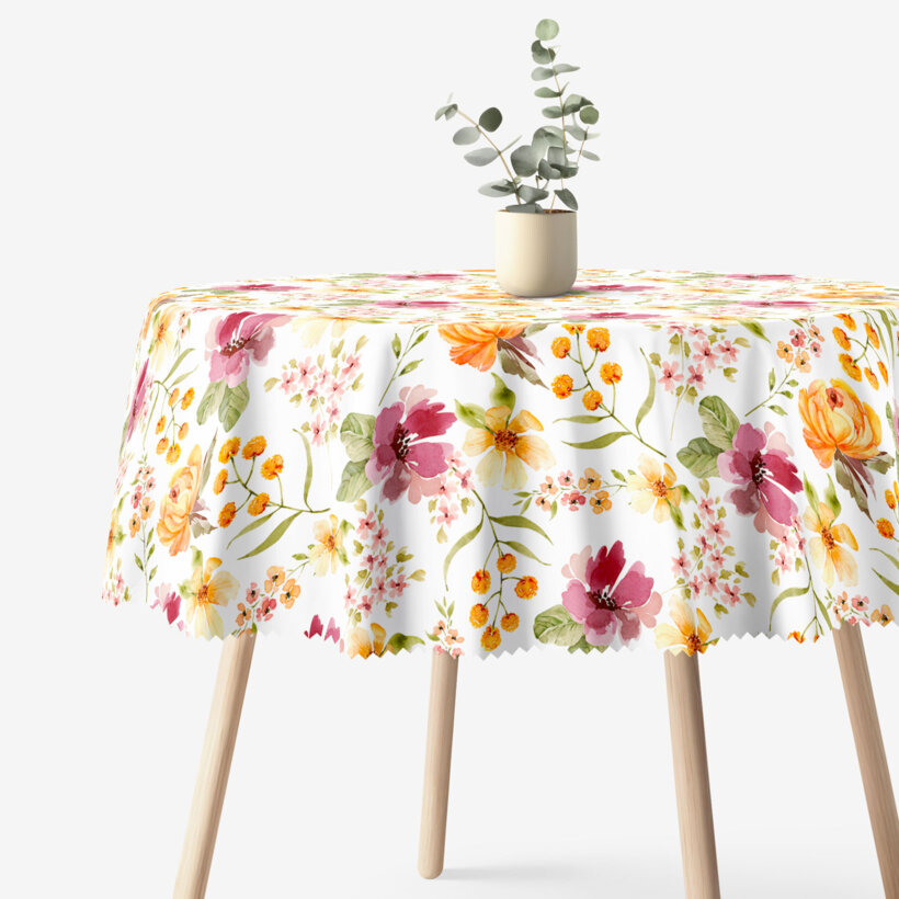 Rond teflon tafelkleed - Bloemen van hibiscus